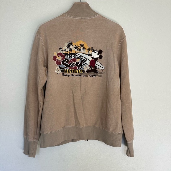 DISNEY Parks “Mickey Surf Festival” Thick Khaki Zip Up - Picture 3 of 4